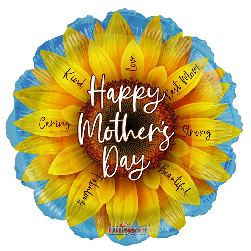 18" Conver Happy Mother's Day Sunflowers With Messages Foil Balloon (S1R5) | Buy 5 Or More Save 20%