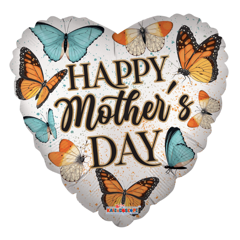 18" Conver Happy Mother's Day Butterflies Matte Foil Balloon (S1R5) | Buy 5 Or More Save 20%