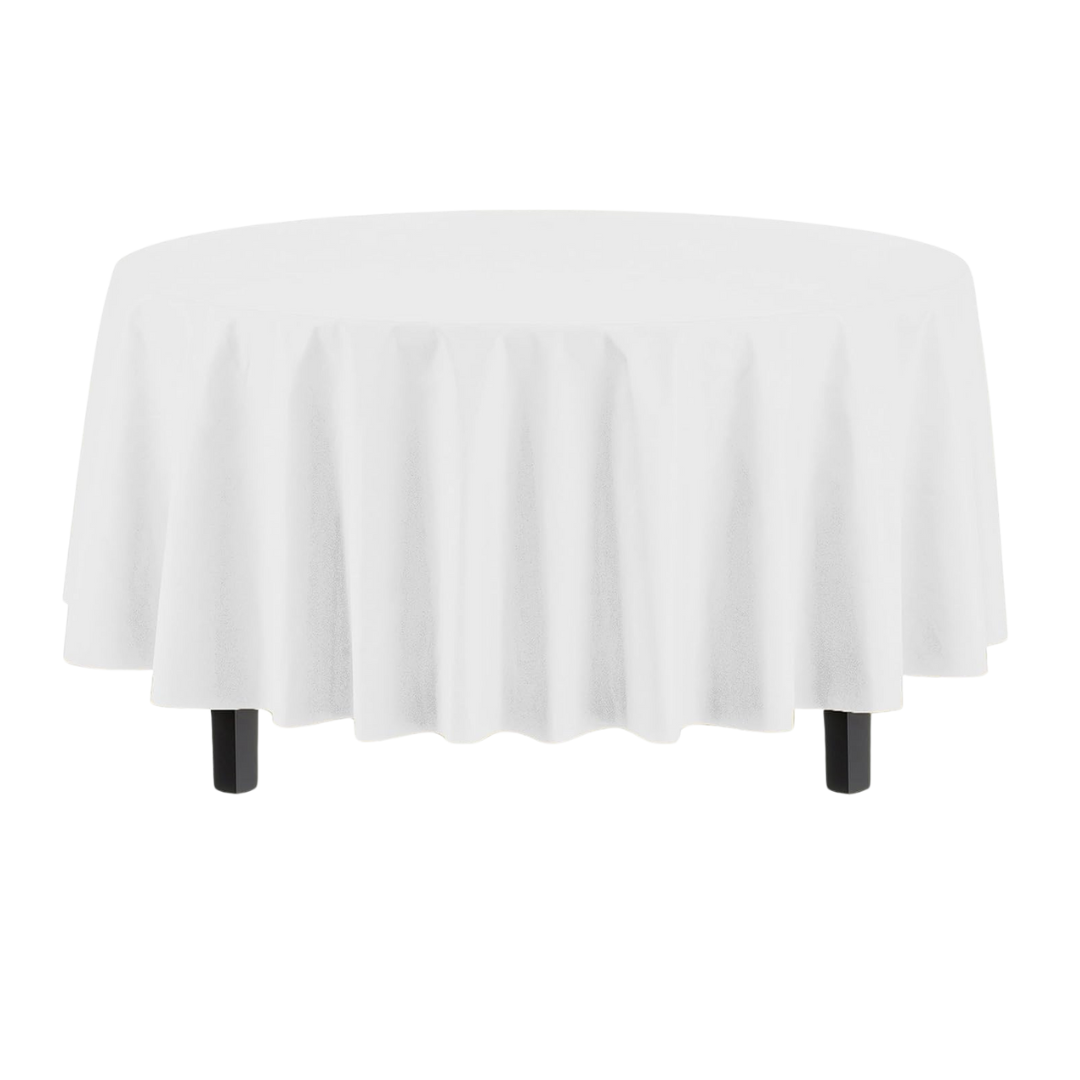 84" White Heavy Duty Round Plastic Table Cover