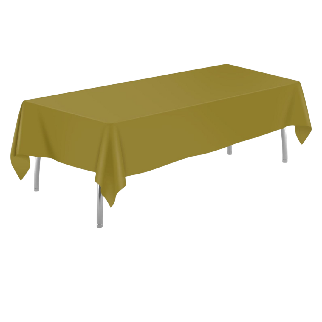 54" Gold Heavy Duty Rectangle Plastic Table Cover - 54" Wide x 108" Long