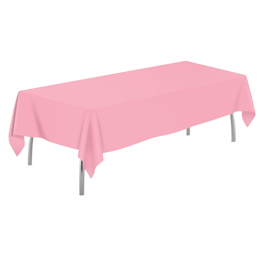 54" Pink Heavy Duty Rectangle Plastic Table Cover - 54" Wide x 108" Long