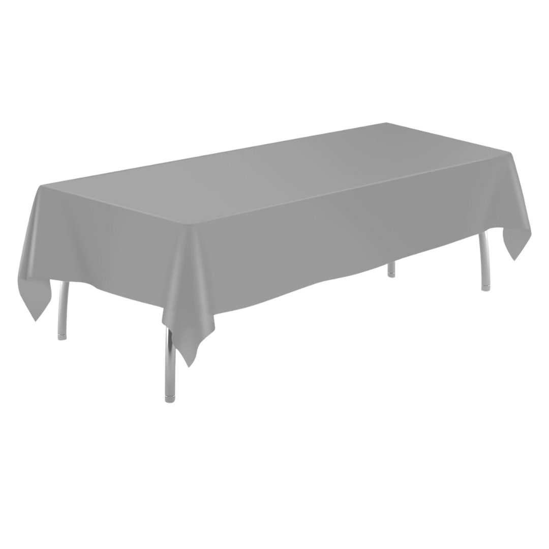 54" Silver Heavy Duty Rectangle Plastic Table Cover - 54" Wide x 108" Long