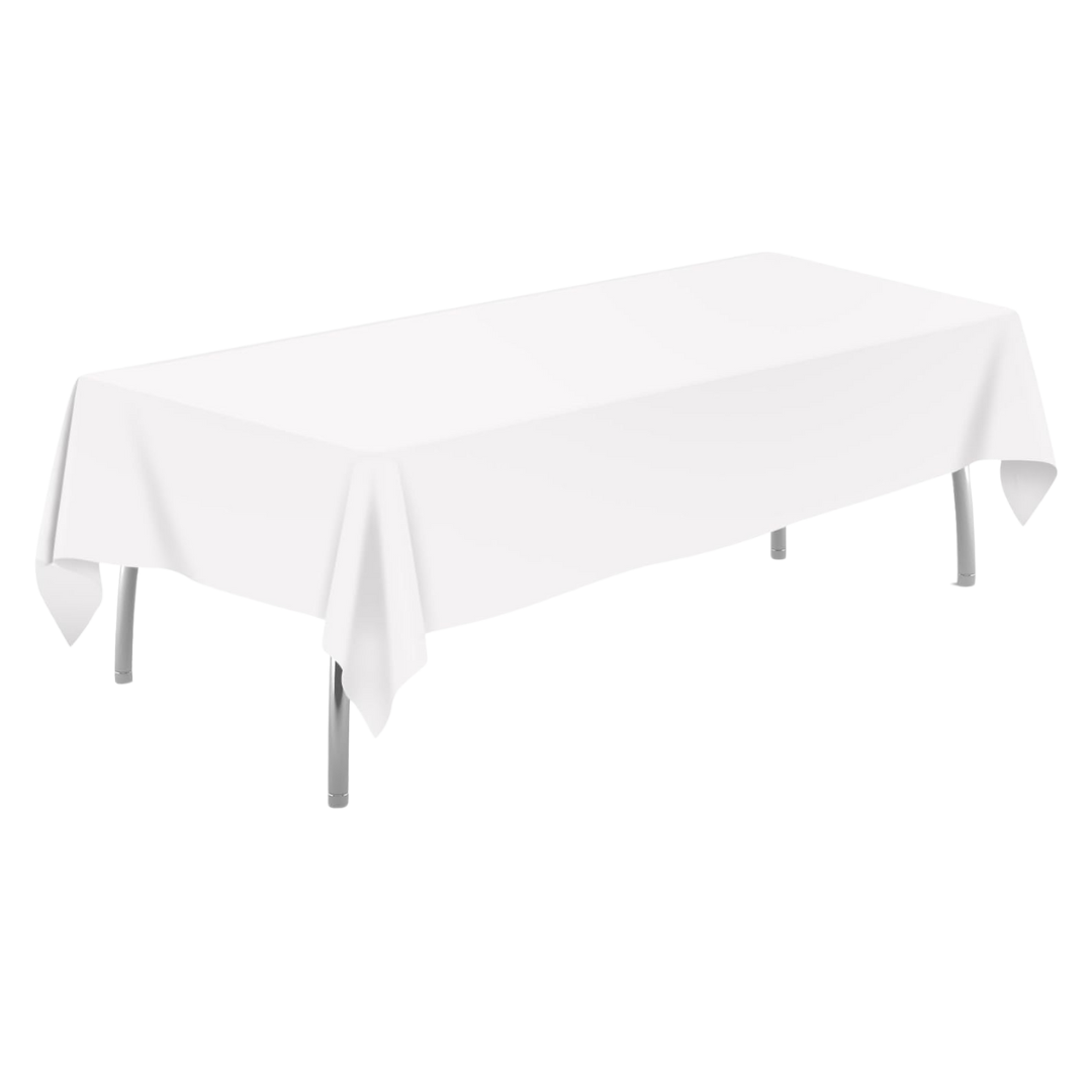 54" White Heavy Duty Rectangle Plastic Table Cover - 54" Wide x 108" Long