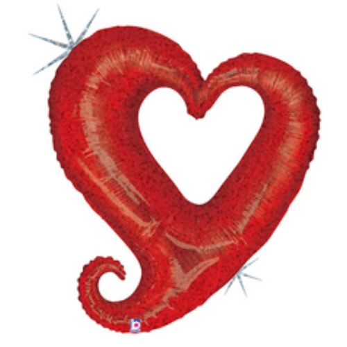 33" Betallic Red Linky Chain Of Hearts Holographic Foil Balloon