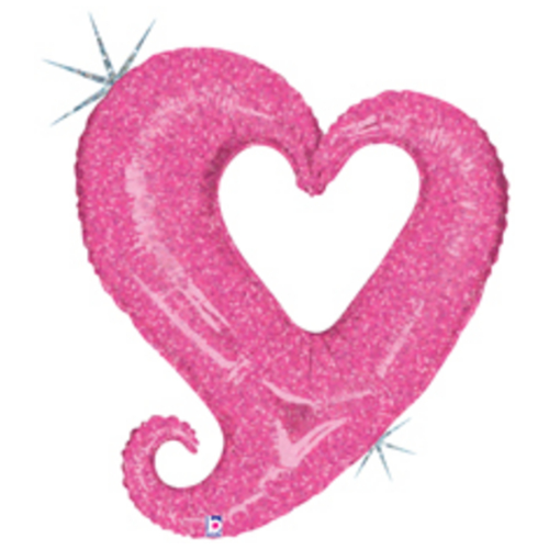 33" Betallic Pink Linky Chain Of Hearts Holographic Foil Balloon