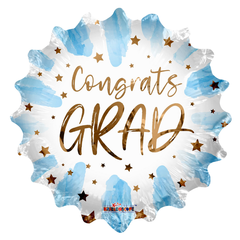 18" Congrats Grad Blue Foil Balloon (P30) | Buy 5 Or More Save 20%