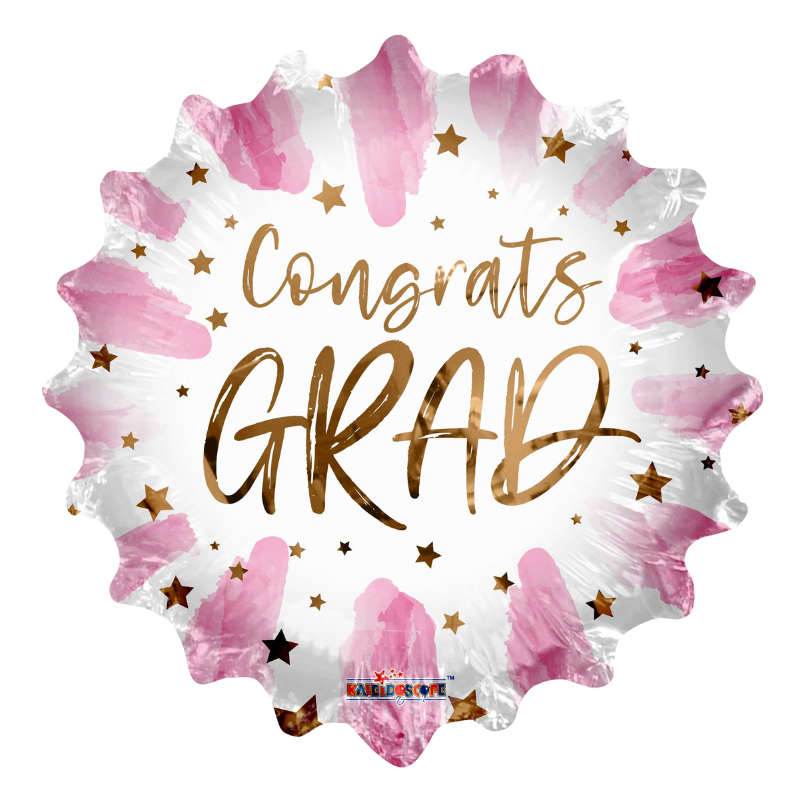 18" Conver Pink Congrats Grad Foil Balloon (S1R4) | Buy 5 Or More Save 20%