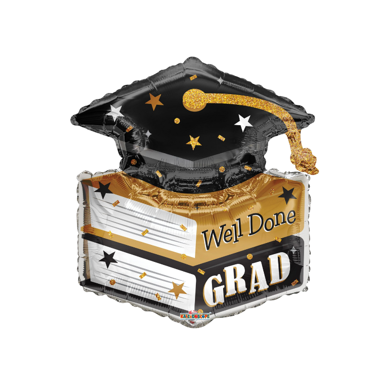 12" Congrats Grad Cap Shape Airfill Foil Balloons (S2R2) | Buy 5 Or More Save 20%