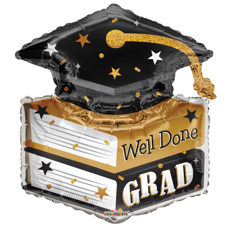 28" Conver Congrats Grad Cap Shape Foil Balloon (S2R5) | 5 Count