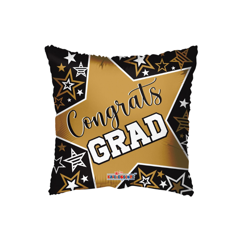 9" Congrats Grad Big Star Square Airfill Foil Balloons (P30) | Buy 5 or More Save 20%