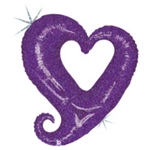33" Betallic Purple Linky Chain Of Hearts Holographic Foil Balloon
