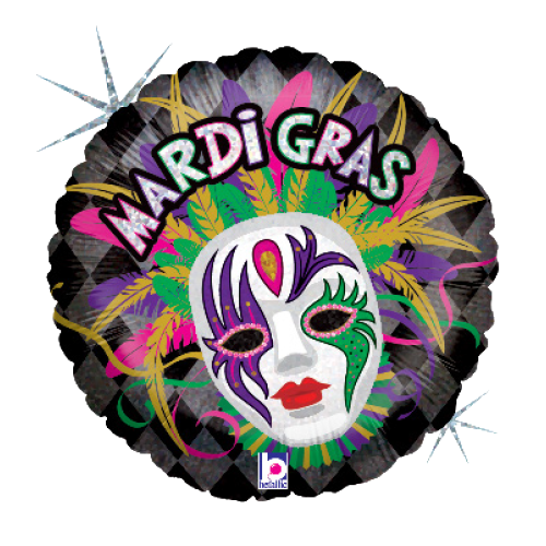 18" Mardi Gras Holographic Foil Balloon (WSL)