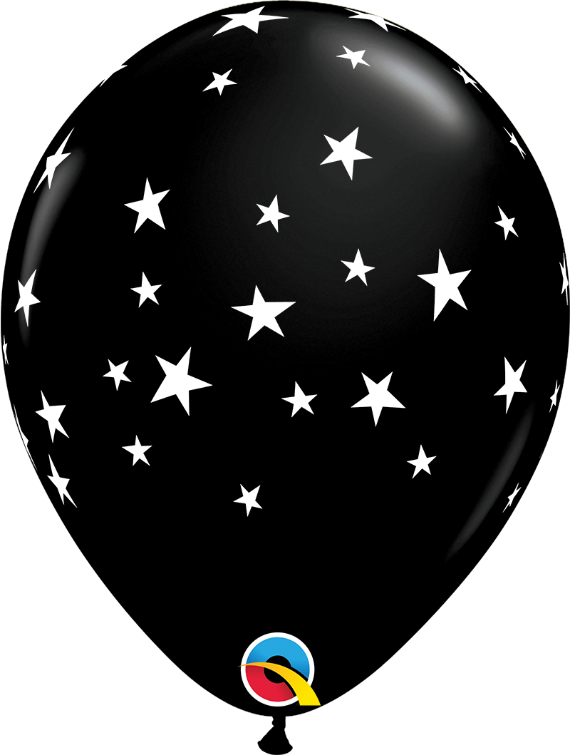 11" Qualatex Contempo Stars Black Latex Balloons | 50 Count