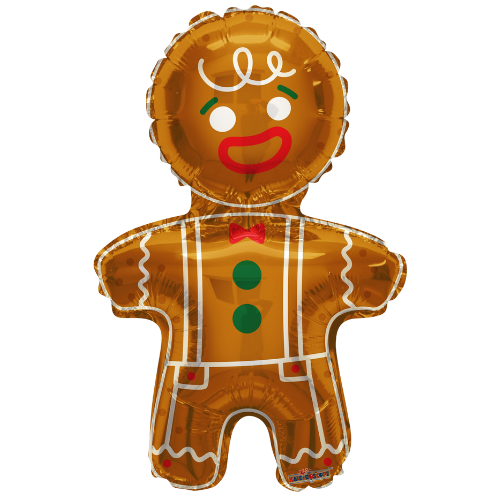 12" Gingerbread Man Airfill Foil Balloon (P23) | Buy 5 Or More Save 20%