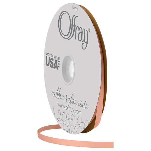 #1 Offray Petal Peach Double Face Satin Ribbon - 1/4" x 20 yards | 1 Spool