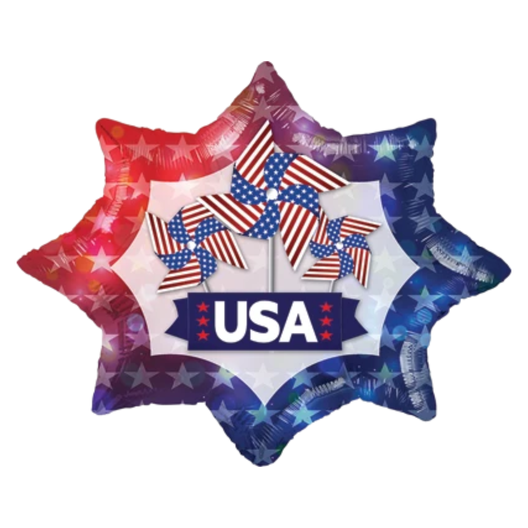 28" NovaLoons USA Pinwheels Foil Balloon