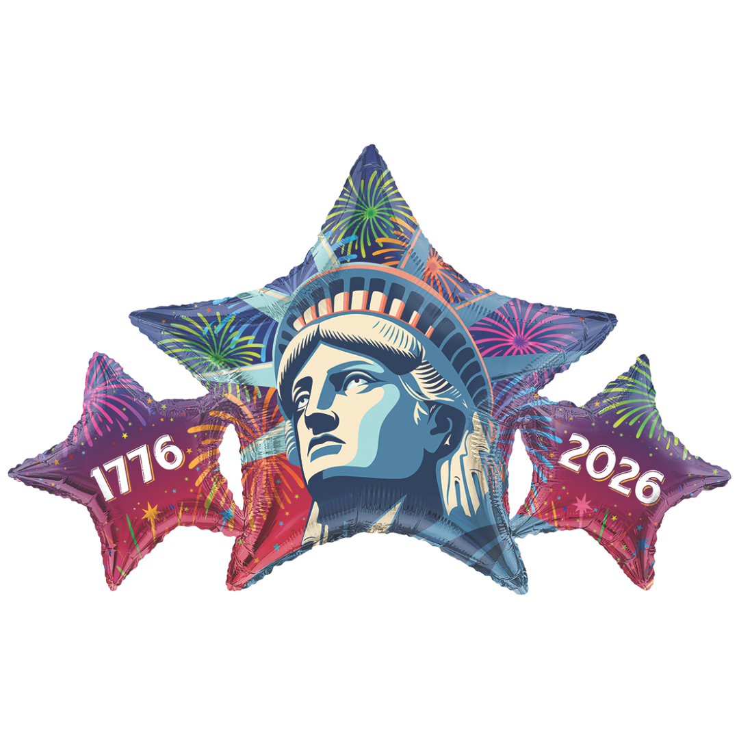 36" NovaLoons Patriotic 250 Years Lady Liberty Foil Balloon - 2 Sided Print