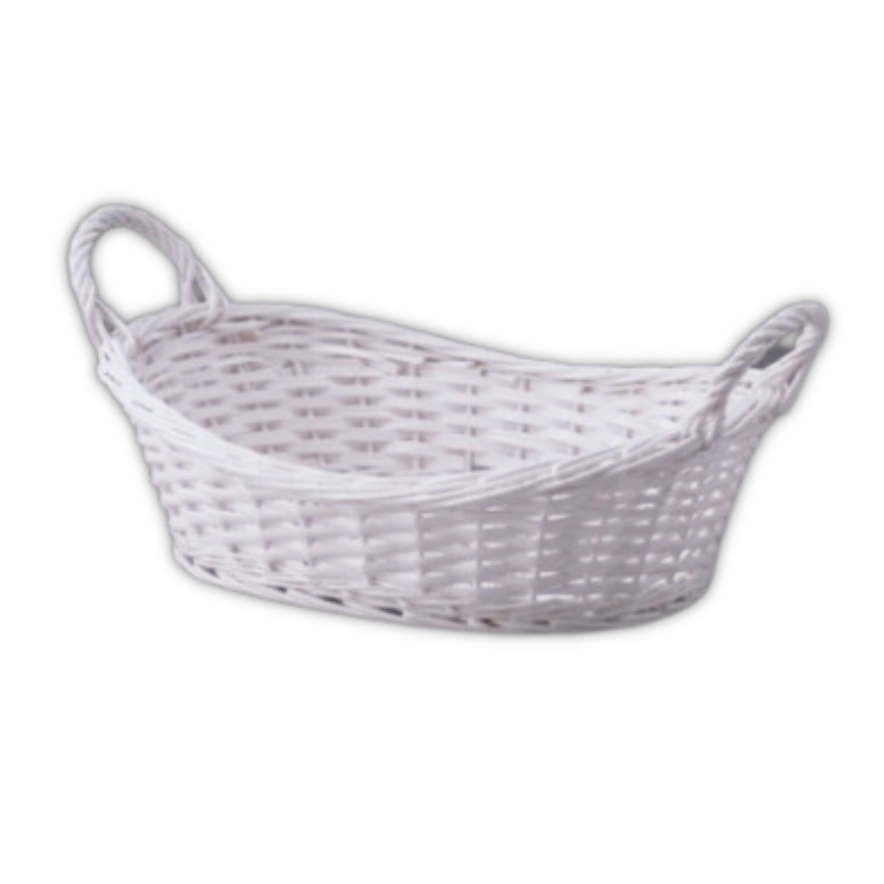 10.5" White Oval Split Willow Tray W/ Ear Handles Gift Basket | 1 Count