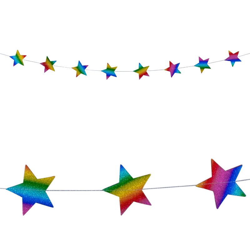 6' Multi Color Diamond Mini Star Garland - Balloon Tassel | 1 Count