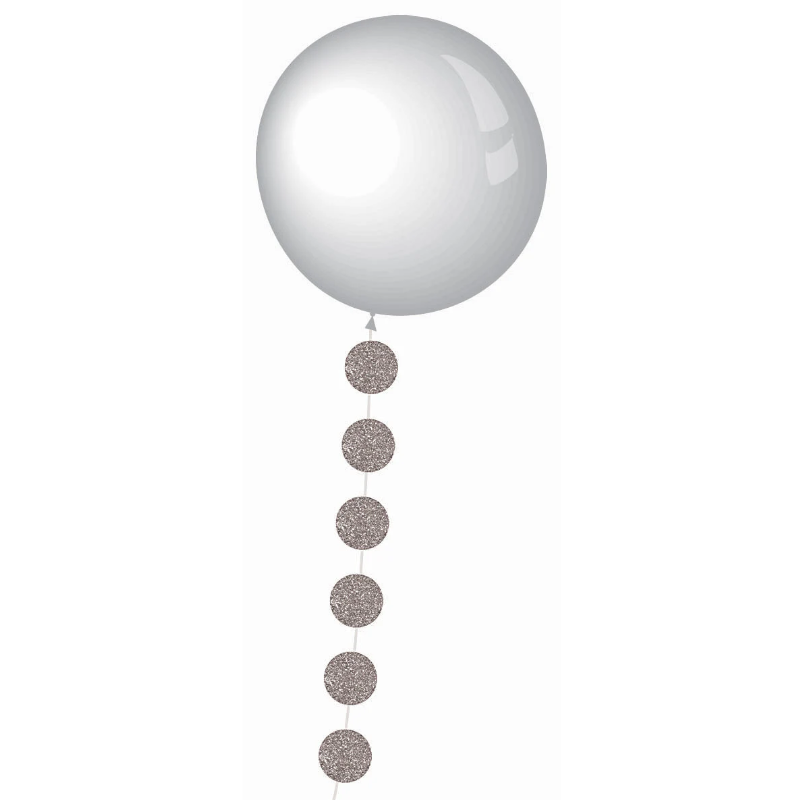 6' Silver Diamond Glitter Mini Circle Garland - Balloon Tassel | 1 Count