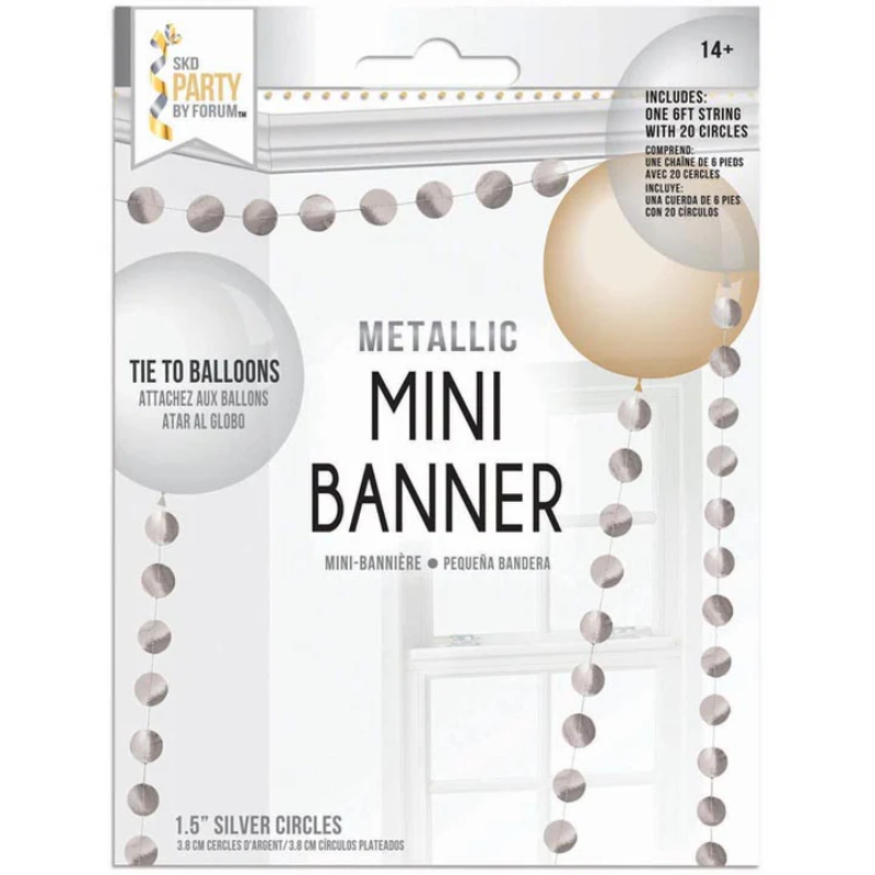 6' Silver Metallic Foil Mini Circle Garland - Balloon Tassel | 1 Count