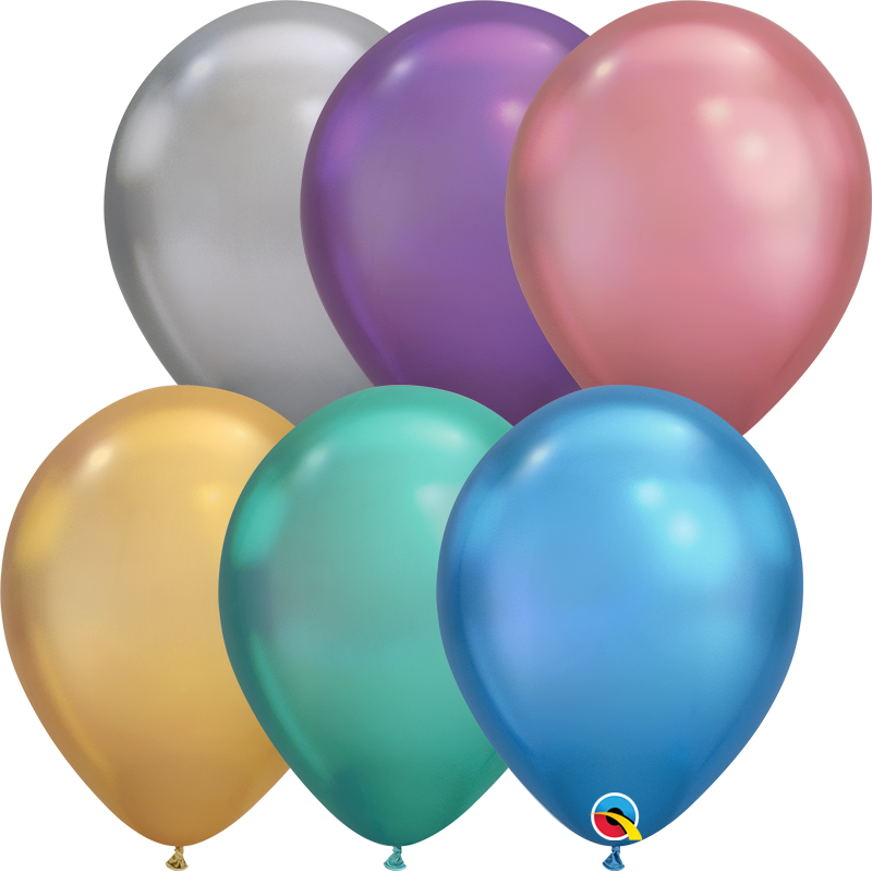 11" Qualatex Chrome Assortment Latex Balloons | 100 Count