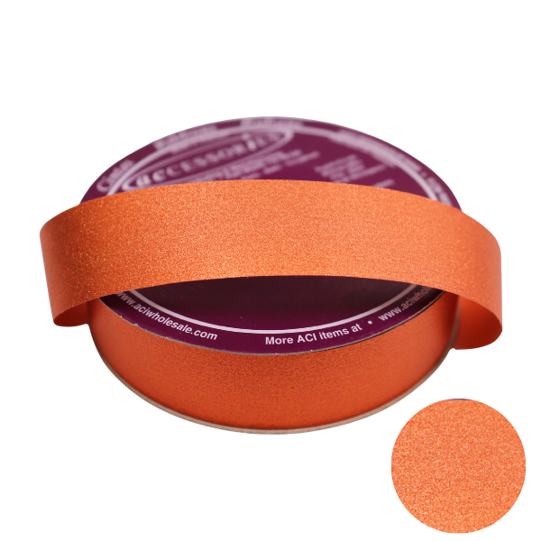 #5 ACI Orange Diamond Glitter Ribbon - 7/8" Wide, 25 Yards Long | 1 Spool