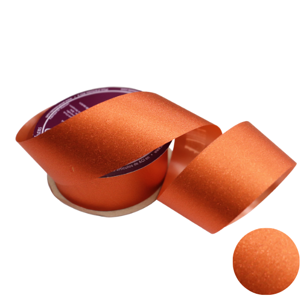 #9 ACI Orange Diamond Glitter Ribbon - 1 5/16" Wide, 25 Yards | 1 Spool