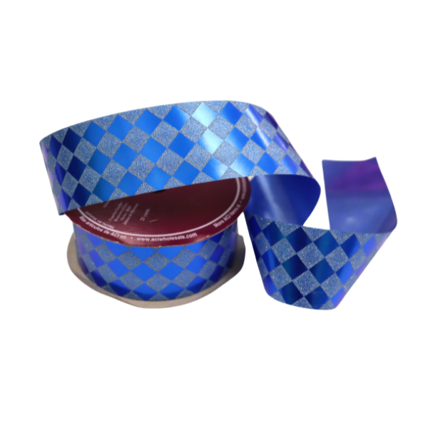 #9 ACI Blue Diamondz Glitter Ribbon - 1 5/16" Wide, 25 Yards Long | 1 Spool