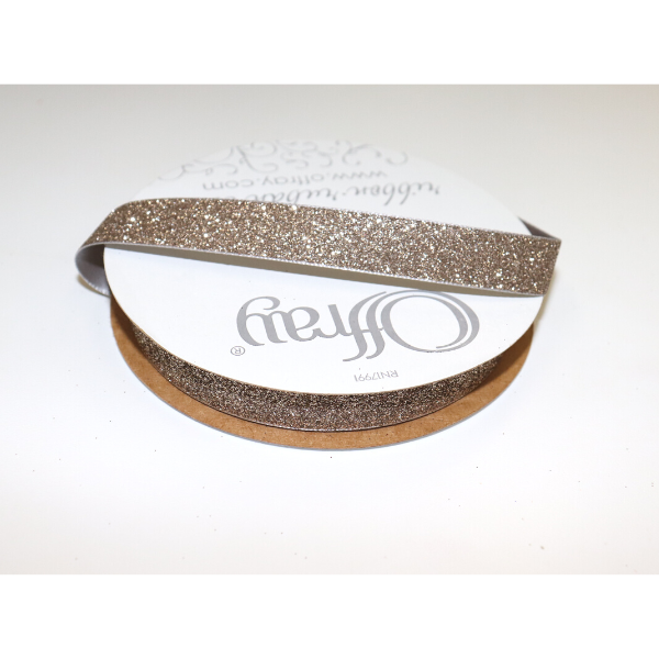 #3 Offray Antique Silver Glitter Frosted Satin Ribbon - 25 yds | 1 Spool