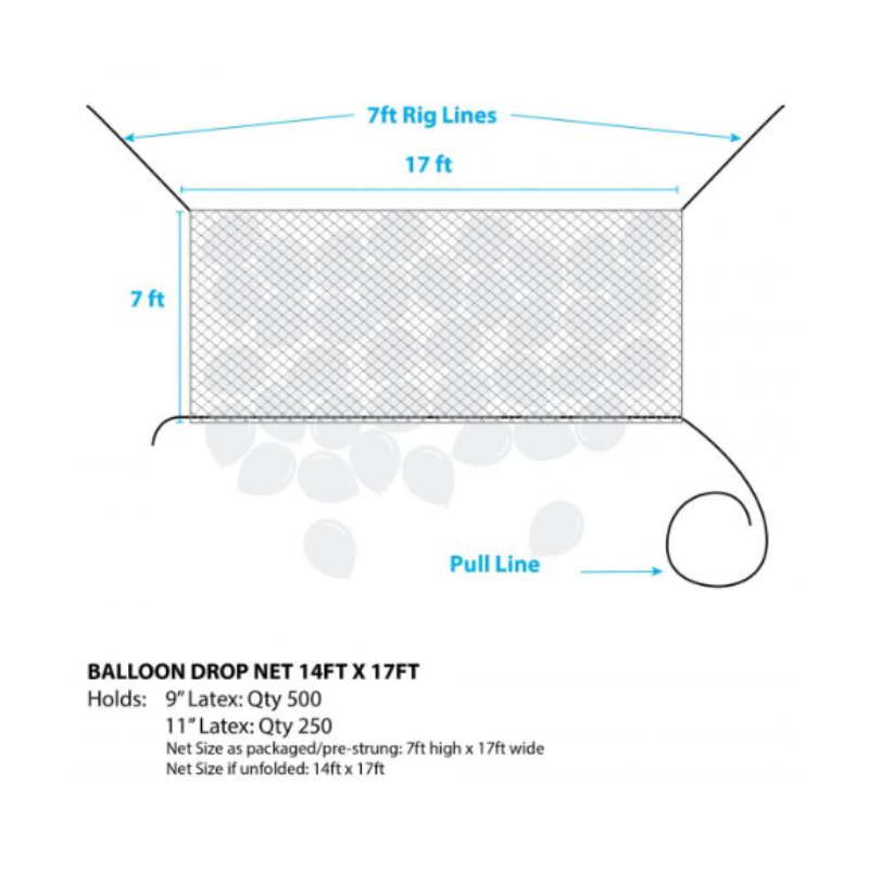 Silver Rainbow Balloon Drop Net BNP17 - 17 Feet x 7 Feet | Holds 500 9" Or 250 11" Balloons