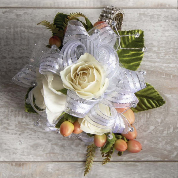 Pre-Made White Ribbon W/ Tulle Pearl Wristlet Corsage Kit | 1 Count - Just Add Flowers!