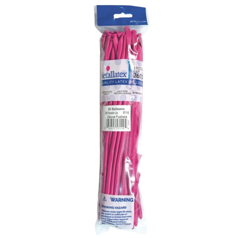 260s Sempertex Nozzles Up Deluxe Fuchsia Twisting - Entertainer Latex Balloons | 50 Count