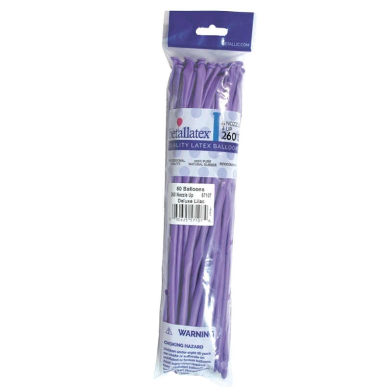 260s Sempertex Nozzles Up Deluxe Lilac Twisting - Entertainer Latex Balloons | 50 Count