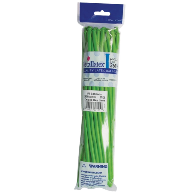 260s Sempertex Nozzles Up Deluxe Key Lime Twisting - Entertainer Latex Balloons | 50 Count