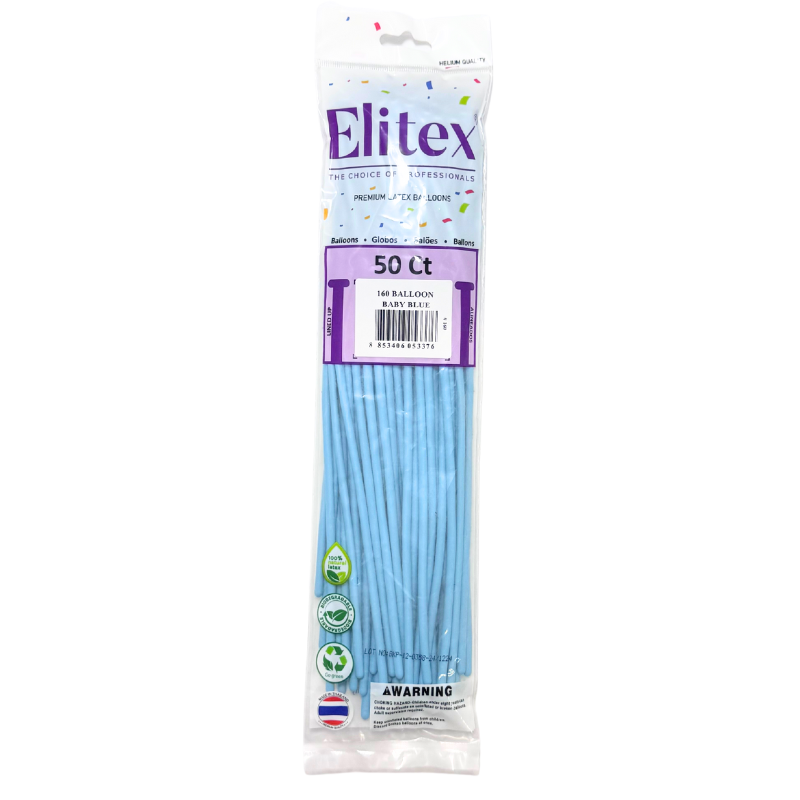 160 Elitex Nozzle Up Baby Blue Pastel Modeling - Twisting Balloons | 50 Count