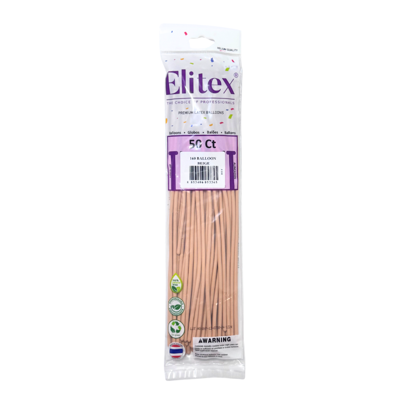 160 Elitex Nozzle Up Beige Pastel Modeling - Twisting Balloons | 50 Count