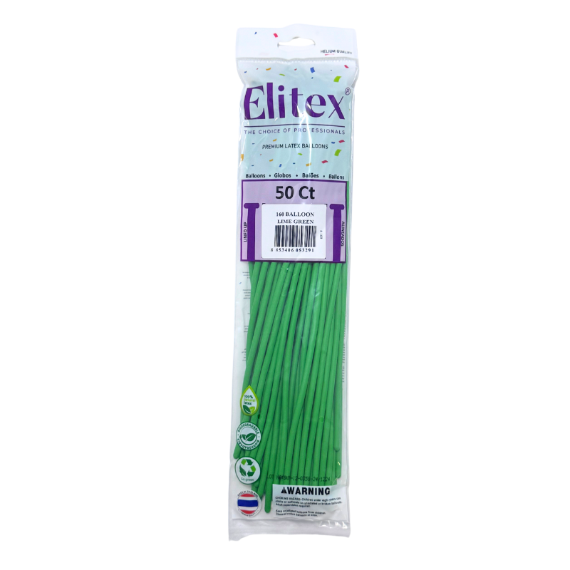 160 Elitex Nozzle Up Lime Green Standard Modeling - Twisting Balloons | 50 Count