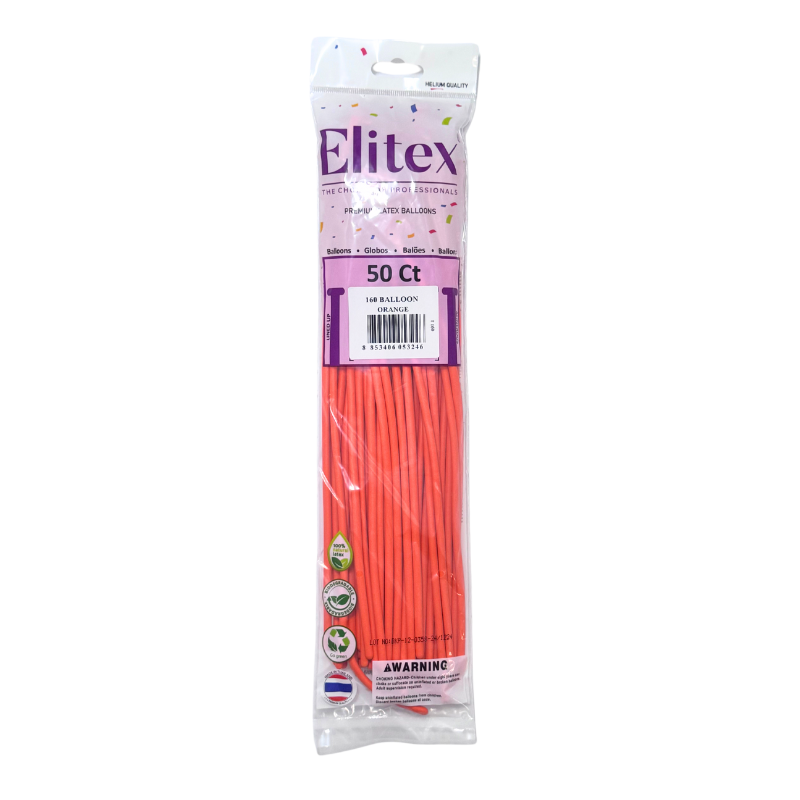 160 Elitex Nozzle Up Orange Standard Modeling - Twisting Balloons | 50 Count
