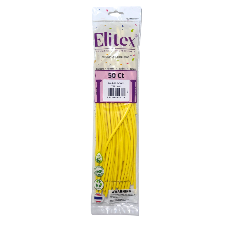 160 Elitex Nozzle Up Yellow Standard Modeling - Twisting Balloons | 50 Count