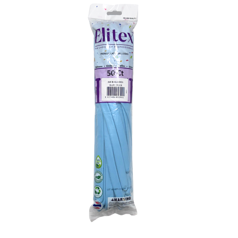 360 Elitex Nozzle Up Baby Blue Pastel Modeling - Twisting Balloons | 50 Count