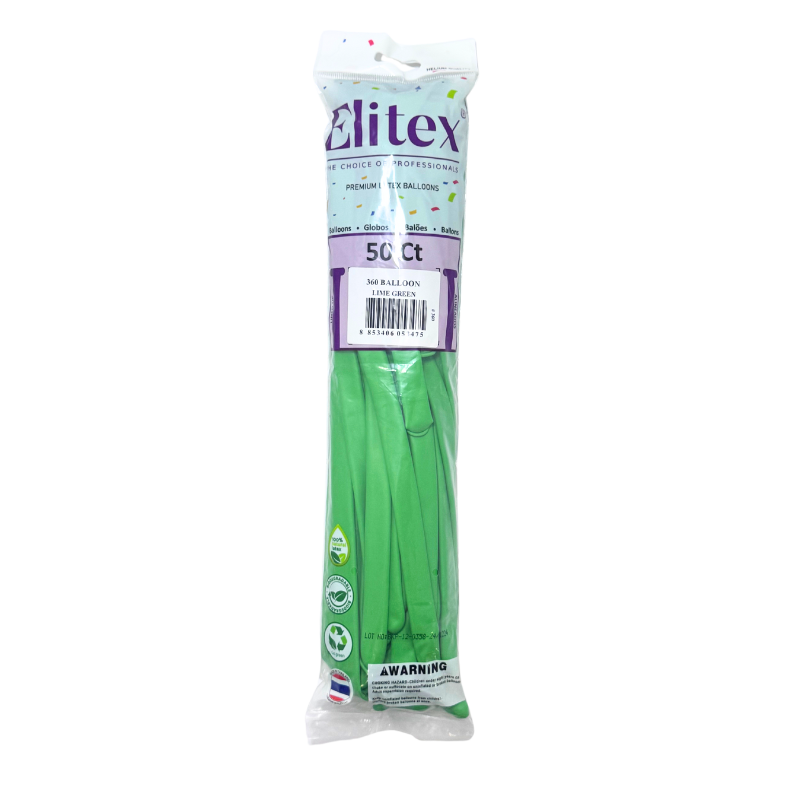 360 Elitex Nozzle Up Lime Green Standard Modeling - Twisting Balloons | 50 Count