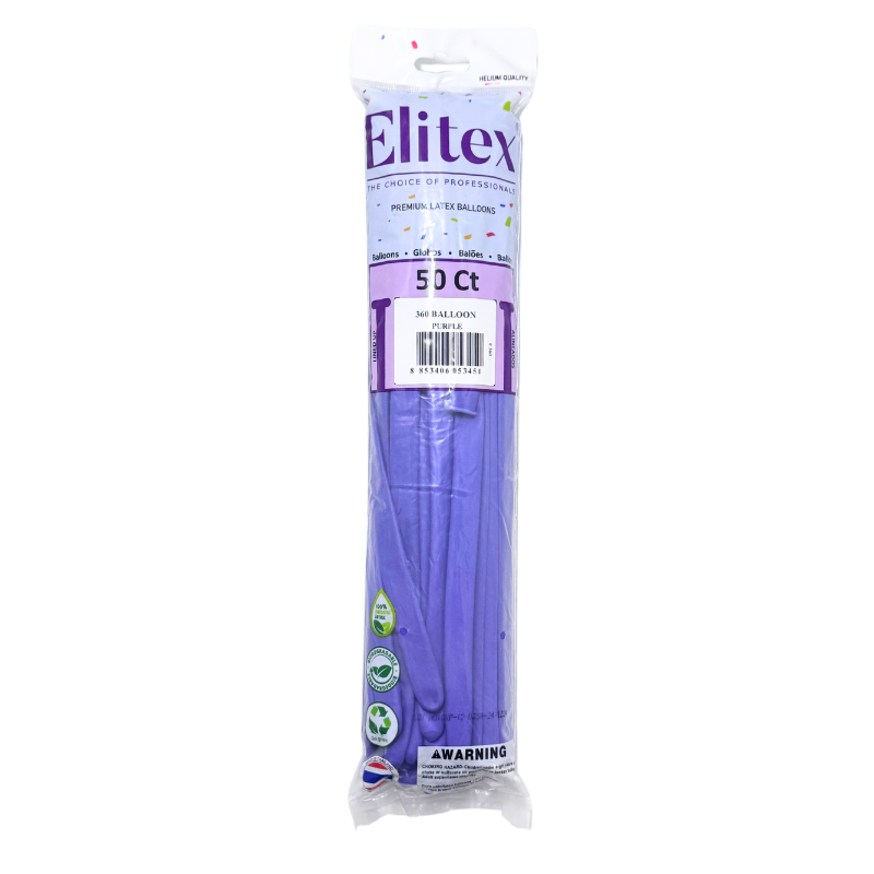 360 Elitex Nozzle Up Purple Standard Modeling - Twisting Balloons | 50 Count