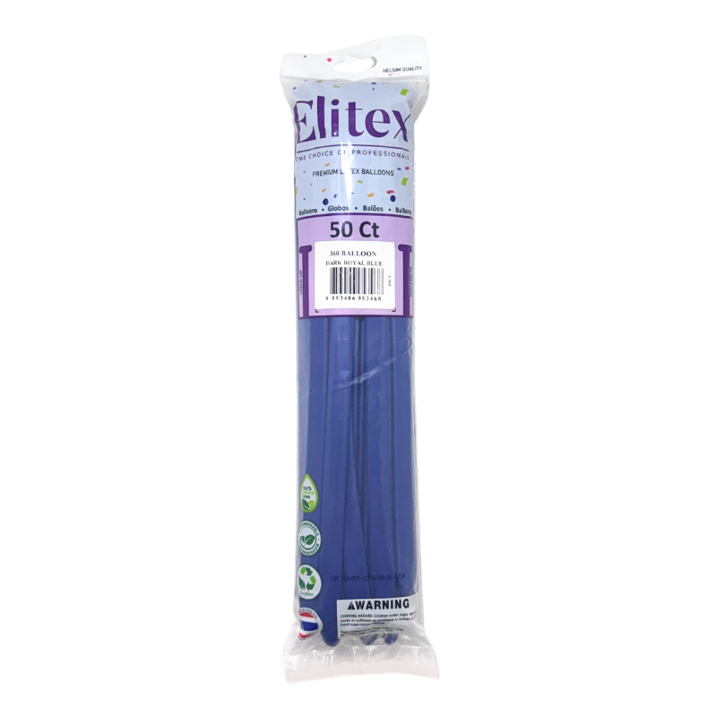 360 Elitex Nozzle Up Dark Royal Blue Standard Modeling - Twisting Balloons | 50 Count