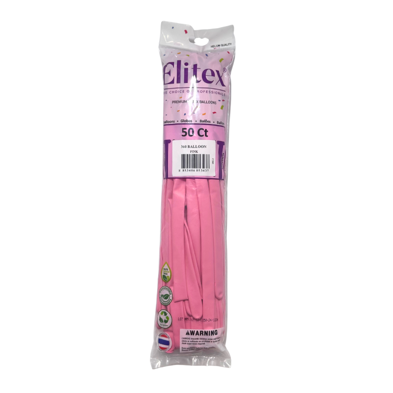 360 Elitex Nozzle Up Pink Standard Modeling - Twisting Balloons | 50 Count