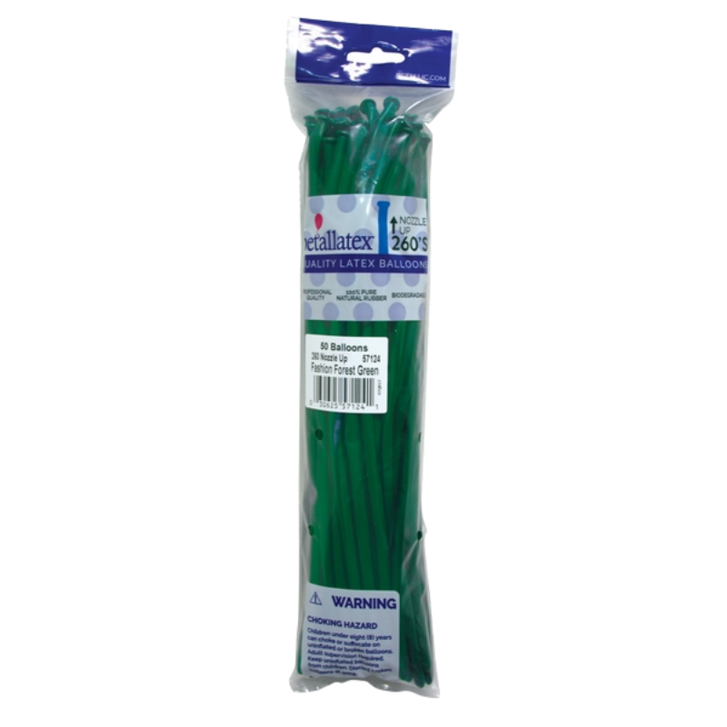 260s Sempertex Nozzles Up Fashion Forest Green Twisting - Entertainer Latex Balloons | 50 Count