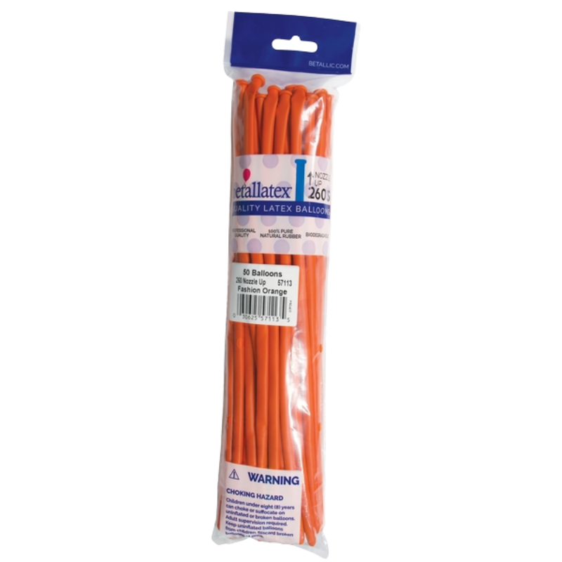 260s Sempertex Nozzles Up Fashion Orange Twisting - Entertainer Latex Balloons | 50 Count