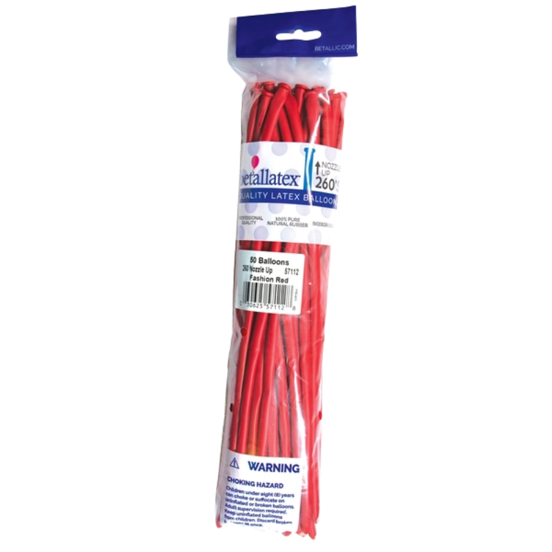 260s Sempertex Nozzles Up Fashion Red Twisting - Entertainer Latex Balloons | 50 Count