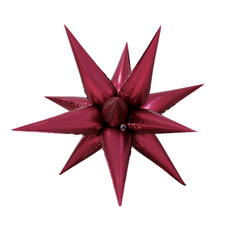 27.5" AAB Designer Frosted Maroon Matte Starburst Foil Airfill Balloon | 1 Count