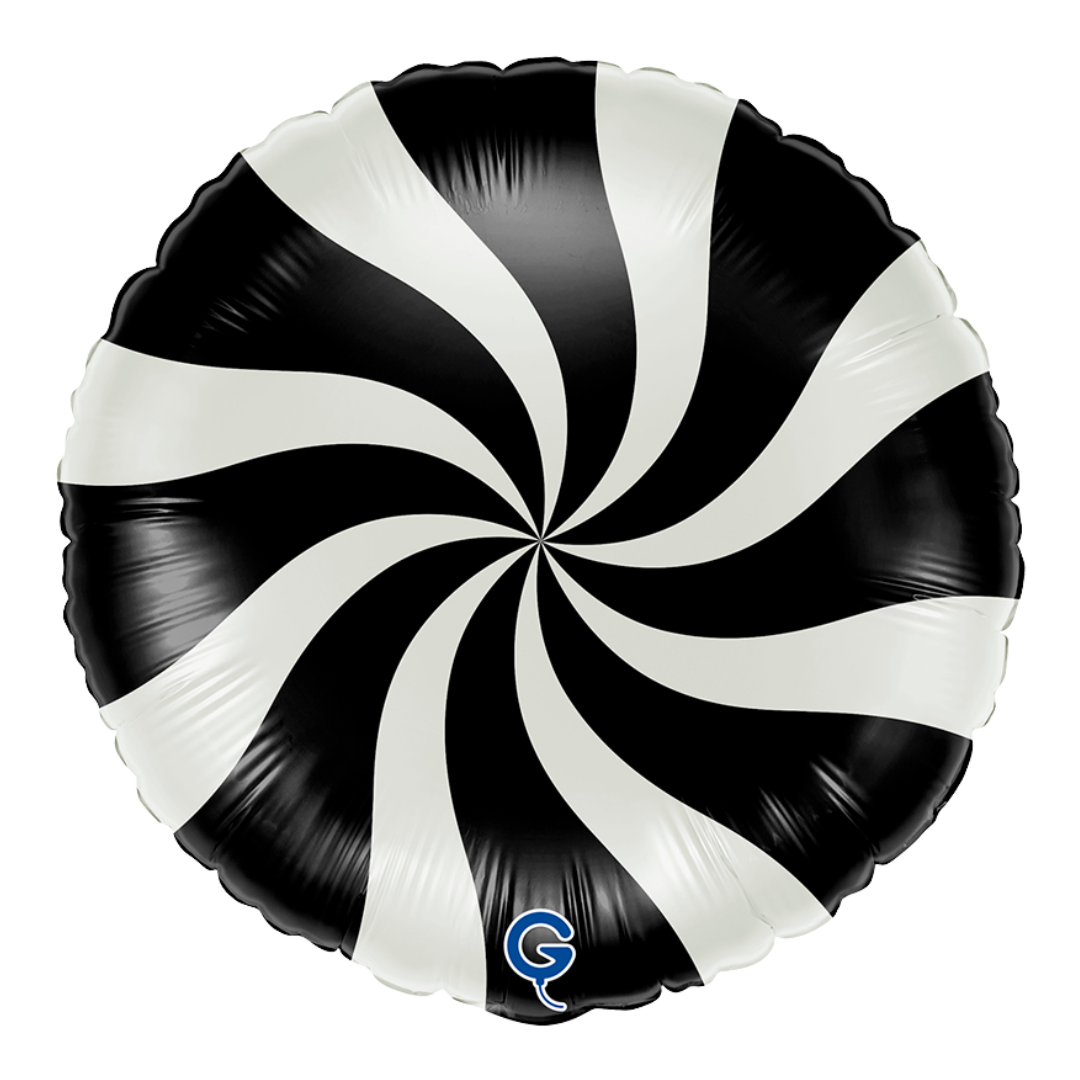 18" Grabo Swirly Black & White Foil Balloon | Buy 5 Or More Save 20%